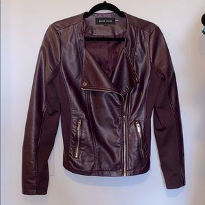 Real leather moto jacket purple maroon size S